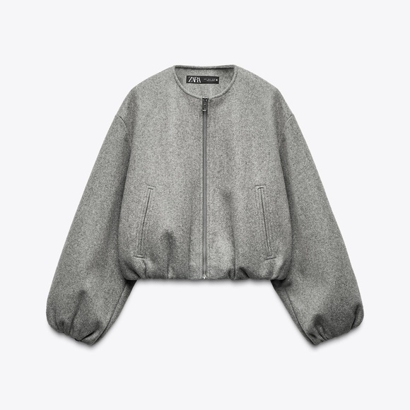 Zara Women's Charcoal Bomber Jacket Size Large - Picture 1 of 6